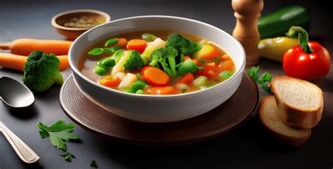 Imagen de una sopa de verduras cremosa recién hecha