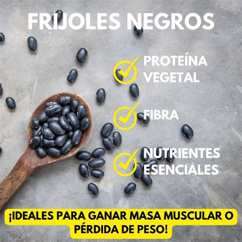 Esquema nutricional del frijol negro destacando fibra, proteínas vegetales y minerales