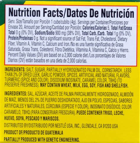 imagen de diferentes marcas de cubos de caldo comercial con sus listas de ingredientes resaltadas