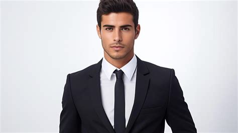 Un hombre vistiendo un traje negro impecable con camisa blanca y corbata discreta.