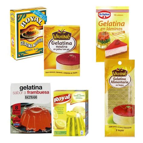 Esquema de diferentes tipos de gelatina y sus usos