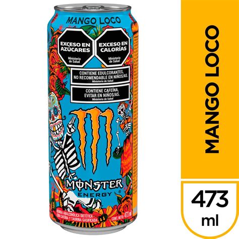 Infografía detallando el perfil de sabor de Monster Mango Loco con notas de mango, maracuyá, naranja y melocotón