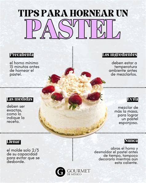 Infografía con 10 consejos clave para hornear un pastel