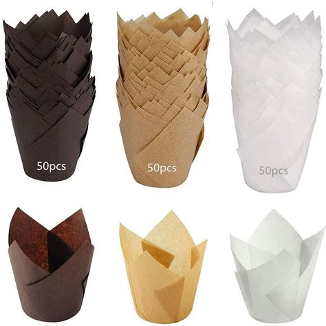 Variedad de moldes de papel para cupcakes y muffins (tulipanes, lotos)