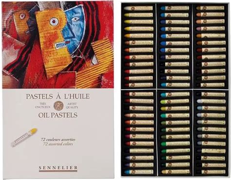 Ilustración detallada de la textura de los pasteles al óleo Sennelier.