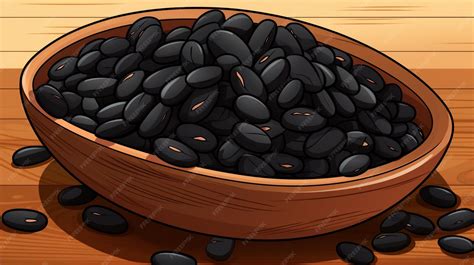 Ilustración de un tazón de salsa de frijoles negros con acompañamientos coloridos