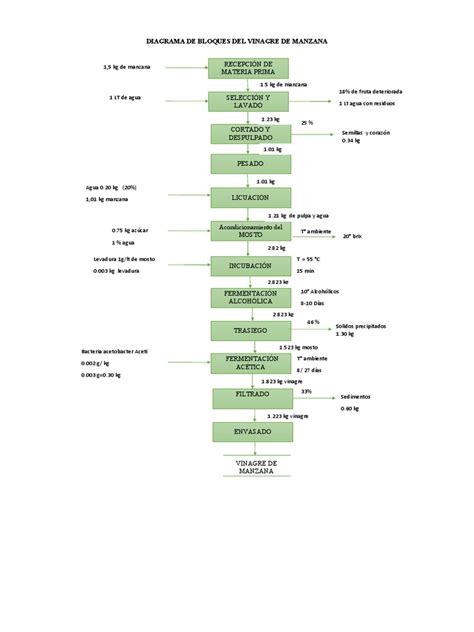 Diagrama del proceso de fermentación del vinagre de manzana desde las manzanas hasta el producto final