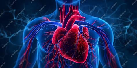 Ilustración esquemática del corazón humano y el sistema circulatorio