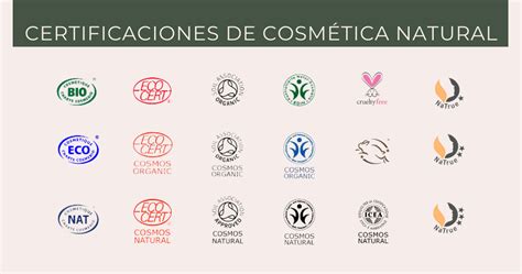 Tabla comparativa de sellos de certificación de cosméticos, con logos y descripciones