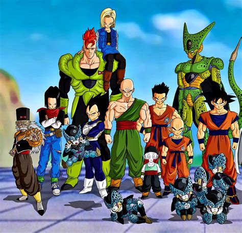 Ilustración de Conton City con varios personajes de Dragon Ball