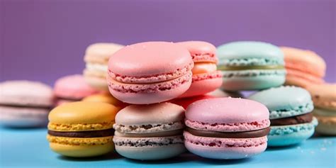 Colección de macarons de diferentes colores.