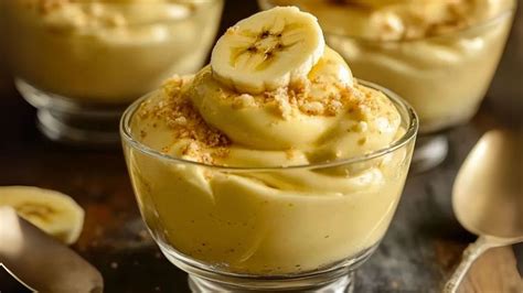 Proceso de cocción de la crema para el postre de banana, mostrando la mezcla espesando en una olla a fuego bajo.