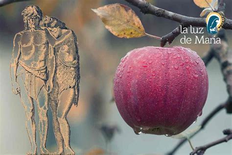 Representación artística de Adán y Eva con el fruto prohibido, posiblemente una manzana.