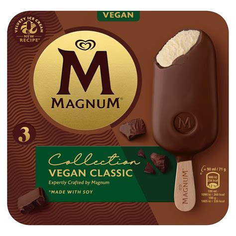Fotografía del packaging de Magnum Vegan Classic y Magnum Vegan Almond, mostrando los tonos verdes y detalles dorados.