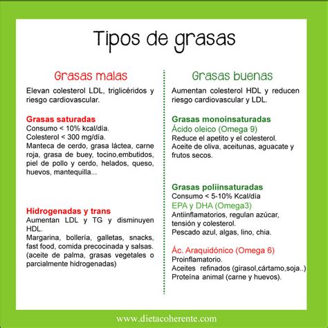 Esquema de las diferencias entre tipos de grasas