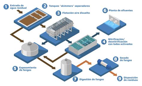 Esquema del proceso de tratamiento de aguas servidas