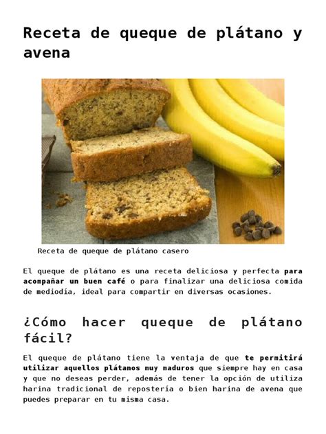 Infografía con los pasos clave para preparar el queque de plátano con nueces