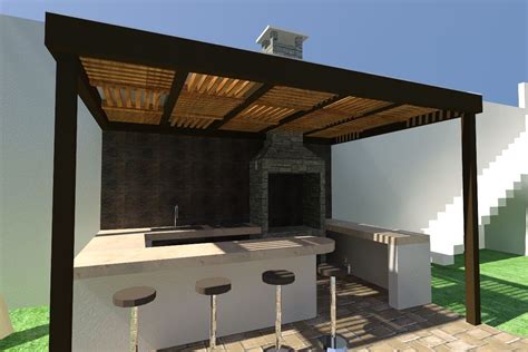 Diseño de asador techado en un patio