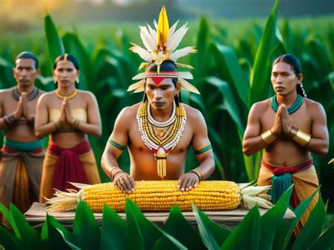 Representación de rituales aztecas con el uso de maíz reventado