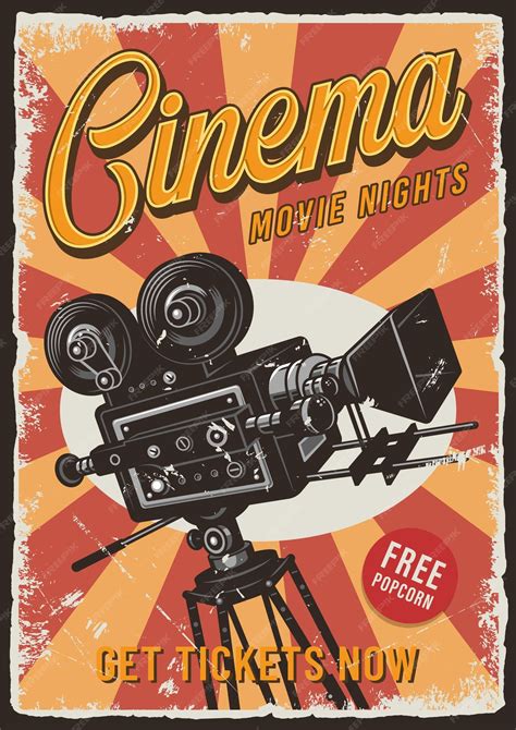 Cartel de cine antiguo anunciando palomitas y bebidas