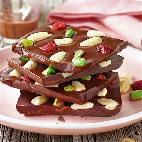 Fotografía de una tableta de chocolate casera con ciruelas y frutos secos