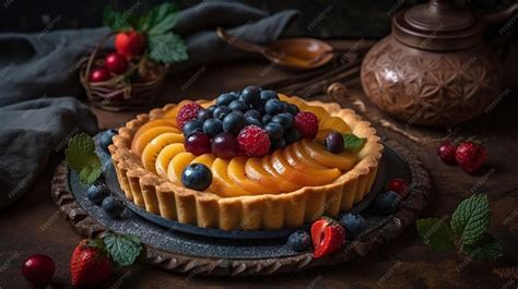 Foto de un kuchen alemán tradicional con relleno de frutas
