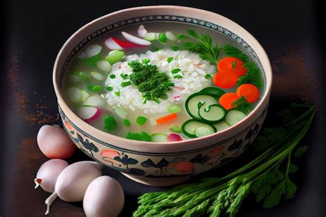 Collage de imágenes representando la sopa de escarabajo, sopa de cerveza, haejangguk, okroshka y menudo.