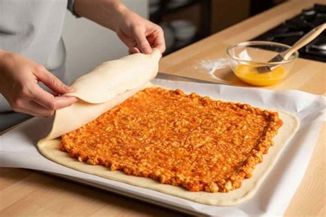 Proceso de sellado y decorado de los bordes de la empanada