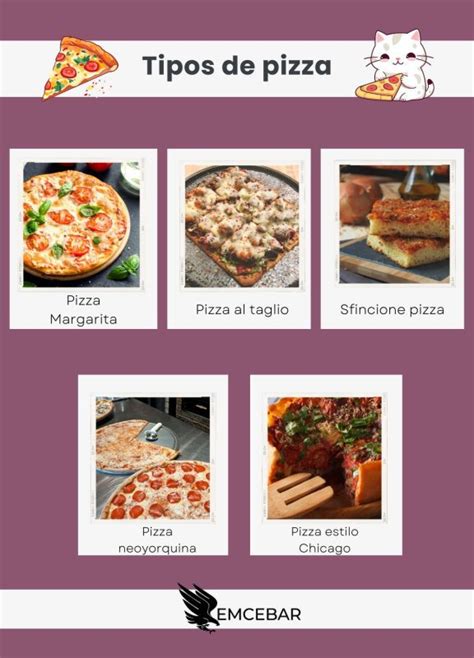 Infografía con la lista completa de ingredientes y tipos de pizza familiar