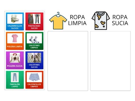 Esquema de clasificación de ropa sucia por tipo y riesgo