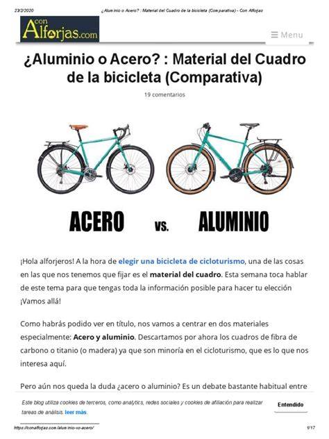 Ilustración comparando bicicletas de cicloturismo de acero y aluminio