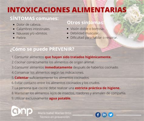 Infografía detallando los síntomas de la intoxicación alimentaria y las causas comunes.