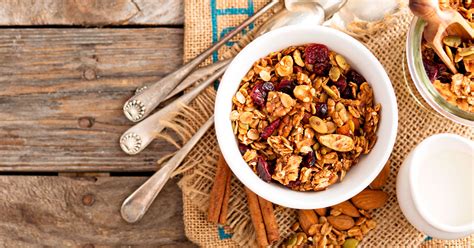 Infografía detallando la proporción de cada ingrediente en el cereal de granola.