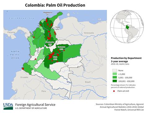 Mapa ilustrando las regiones de producción de aceite de palma y las áreas afectadas por la deforestación.