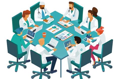 Ilustración de un equipo médico multidisciplinar (cirujano, dietista, psicólogo)