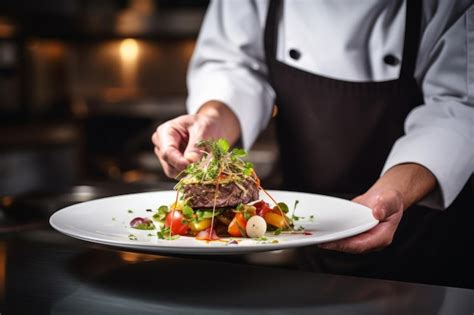 Ilustración de un chef emplatando un plato con esmero