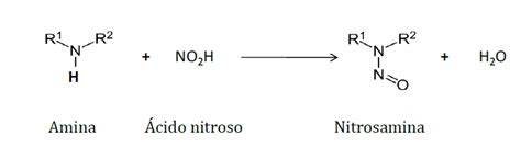 Diagrama de la conversión de nitritos a nitrosaminas