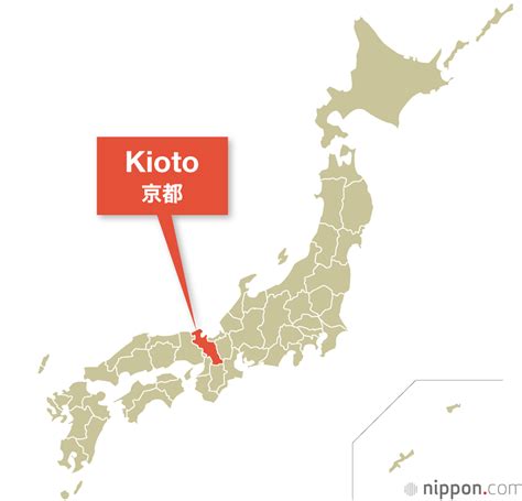 Mapa de Japón destacando la región de Kioto.