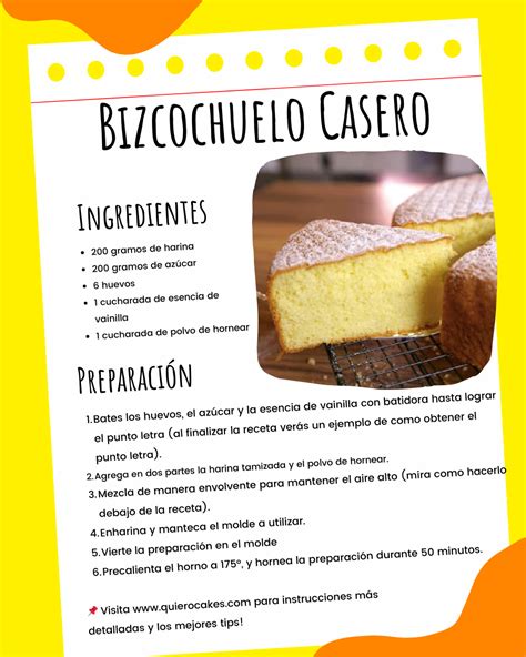 Infografía detallando los pasos de preparación del bizcocho y la crema.