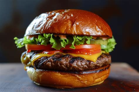 Ilustración de una hamburguesa clásica con ingredientes frescos