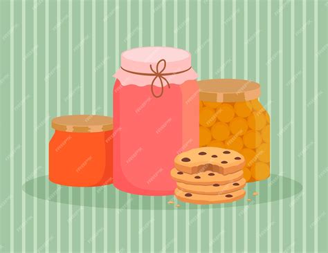 Ilustración de tarros de mermelada esterilizados y sellados