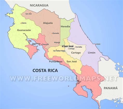 Mapa de Costa Rica destacando su ubicación en Centroamérica