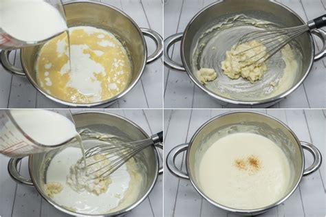 Esquema de los pasos principales: preparación de la bechamel, enfriado de la masa, formado de las croquetas y fritura final.