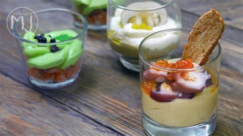 Infografía con diferentes tipos de aperitivos en vasito