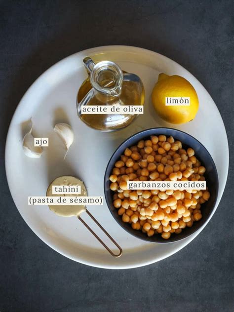 Esquema de los ingredientes básicos del hummus