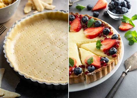 Comparativa visual de diferentes tipos de bases para tartas de frutas: hojaldre, masa quebrada y masa de empanadilla.