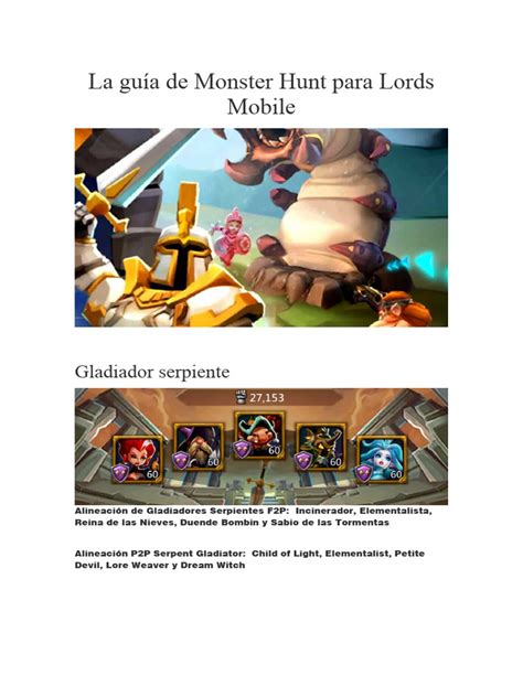 Ilustración de los diferentes monstruos especiales que aparecen en Lords Mobile