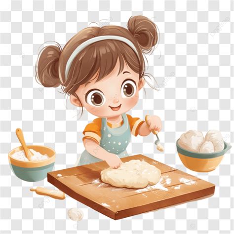 Niña preparando masa en la cocina