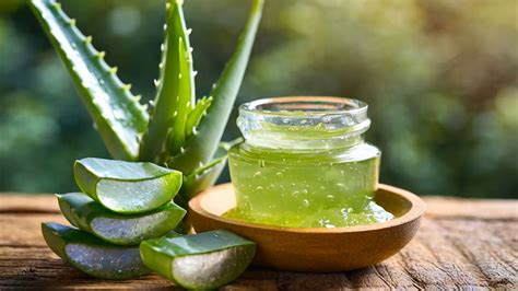 Ilustración de una planta de aloe vera con su gel transparente
