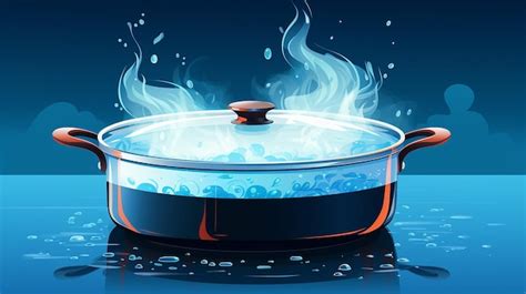 Ilustración mostrando vapor ascendiendo desde una olla con verduras y pescado